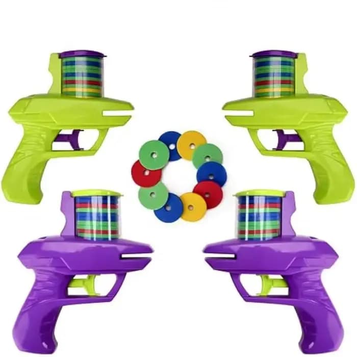 Pistolet à disque en mousse pour enfants, jeu de plein air, jouet, disque volant, lanceur de tir, Double jouet interactif Parent-enfant