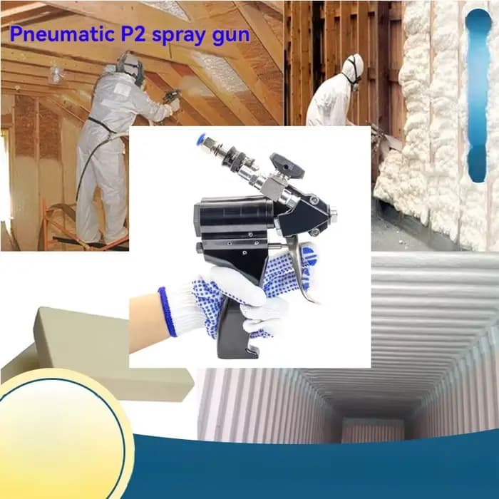 Pistolet de pulvérisation de mousse de polyuréthane, pistolet à mousse pneumatique à deux composants en matériau noir et blanc à haute pression, isolation de stockage au froid P2