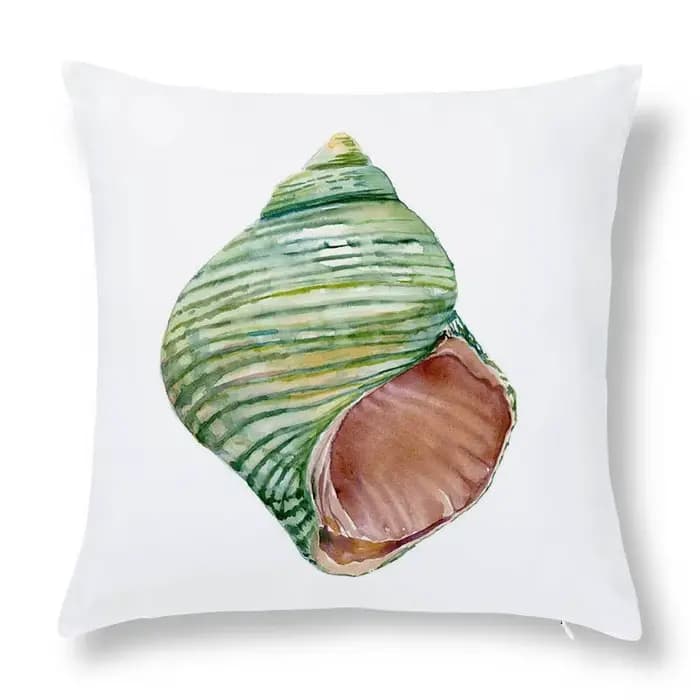 Juste de coussin à motif de conque de style marin