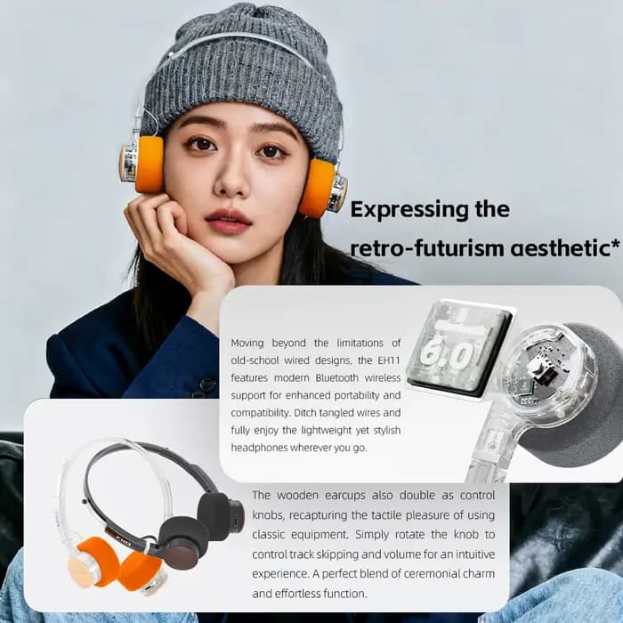 Casque Bluetooth supra-auriculaire FIIO EH11, basses puissantes et audio haute résolution LDAC, design rétro léger, batterie 30H, double appareil et A