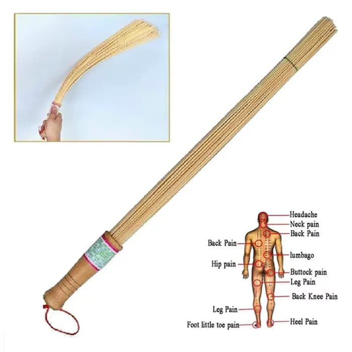 1 bâton de massage portable en bambou pour fitness et relaxation