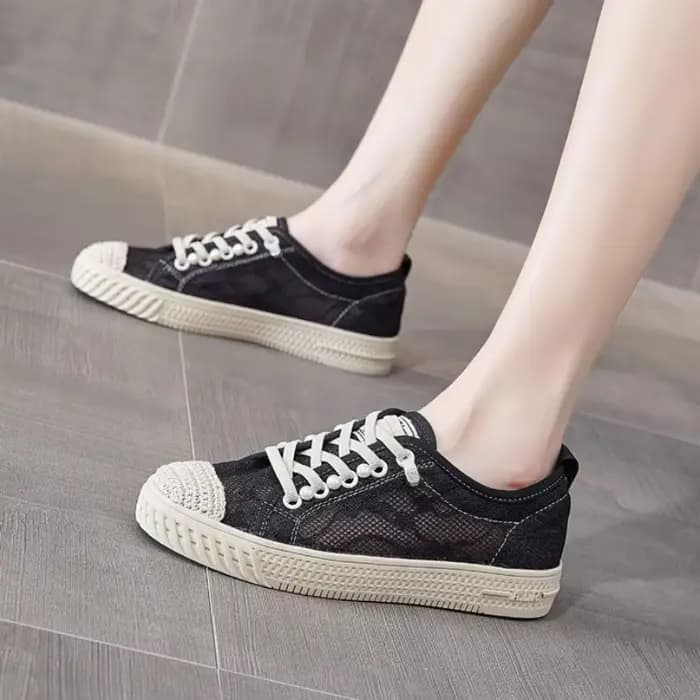 Chaussures plates décontractées pour femmes, en offre, avec Point Chic, chaussures de Tennis basses, en Promotion, tendance de course, toile à la mode, 2025
