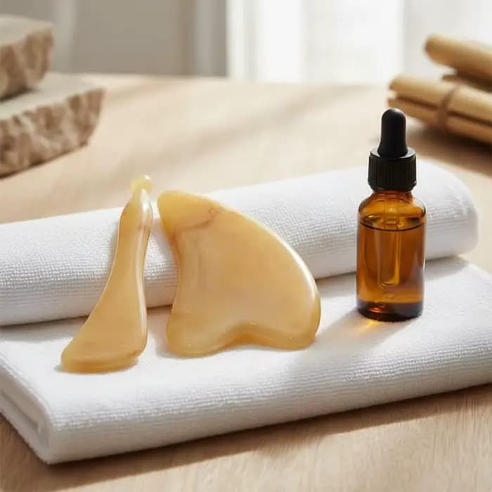 ❤️ Ensemble de massage Gua Sha en corne de bœuf naturelle