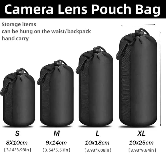 Sac de protection pour objectif d'appareil photo, étanche, souple, avec cordon de serrage, pour Canon, Sony, Nikon, pour la plupart des appareils photo reflex numériques