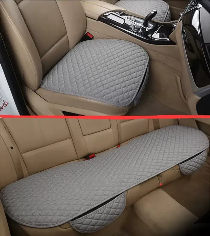Housses de coussin de siège de voiture en lin, coussin avant et arrière de voiture, protection de 5 sièges, coussin en lin pour chaise de voiture, accessoires d'intérieur de voiture