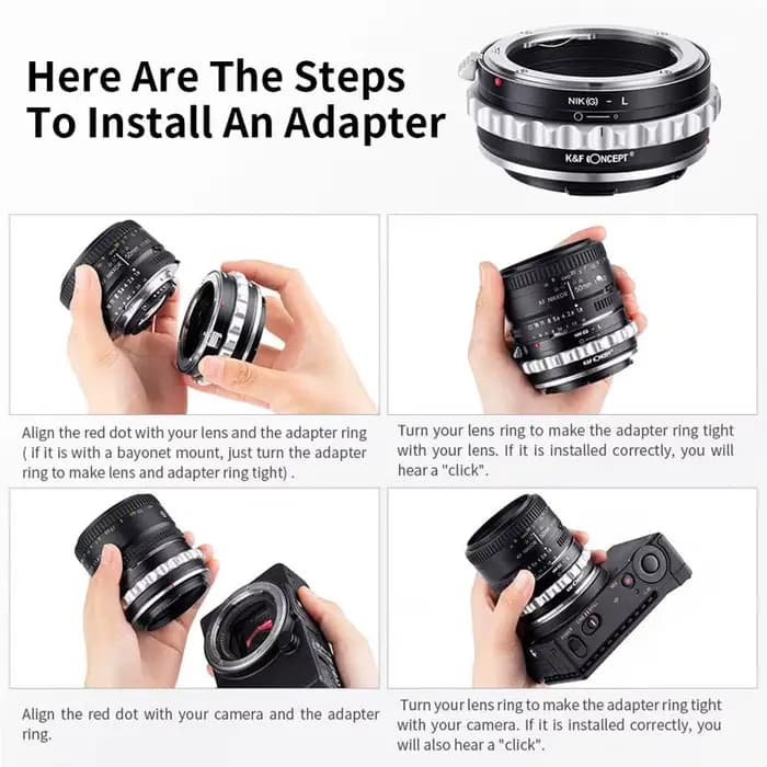 Adaptateur d'objectif K&F CONCEPT Nik(G) vers appareil photo L pour objectifs Nikon G F AI vers boîtiers d'appareil photo Sigma Leica Panasonic L, mise au point manuelle