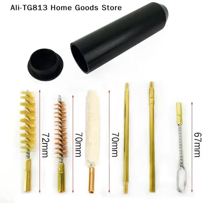[TG813] Kit de nettoyage de pistolet noir 7 pièces 9 mm, brosse à pistolet, outils de nettoyage de pistolet 22/45/357/9 mm