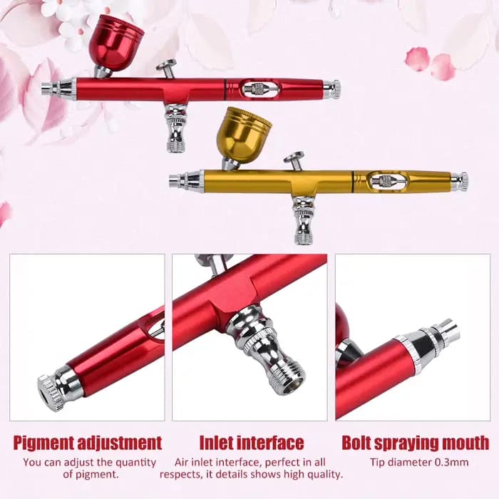 Pistolet de pulvérisation pour Nail Art, 2 couleurs, 0.3mm, alimentation par gravité, aérographe, pistolet de pulvérisation, peinture de tatouage, outils de décoration de gâteaux à ongles