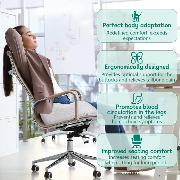 Coussin orthopédique en mousse à mémoire de forme, coussin coccyx ergonomique, largeur de coussin de siège réglable, pour le bureau et la voiture, 1 pièce