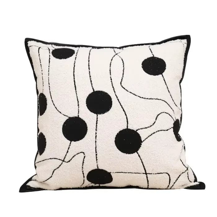 Housse de coussin géométrique en Jacquard, noir et blanc, taie d'oreiller décorative pour canapé, 45x45cm