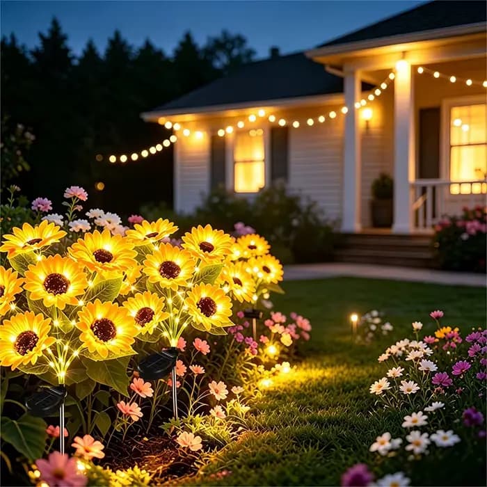 Lampes solaires en forme de tournesol pour jardin, décoration extérieure, lumières féériques imperméables pour la décoration de fête, de cour et de pelouse