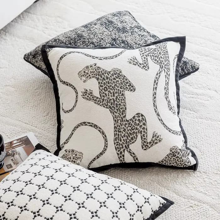 Juste de coussin Jacquard au design moderne, taie d'oreiller décorative, noir et blanc, luxe abordable, salon, canapé, planche de sauna