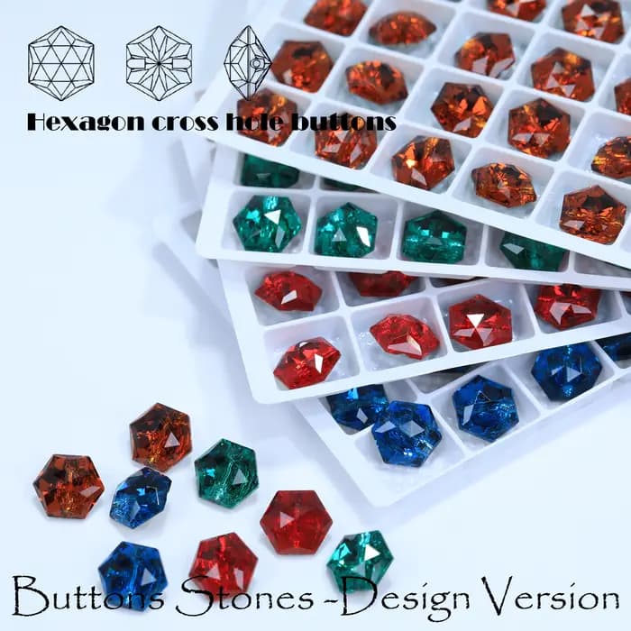Boutons hexagonaux à trou croisé en alliage métallique pour vêtements, manteaux, vestes, chemises, accessoires de couture DIY