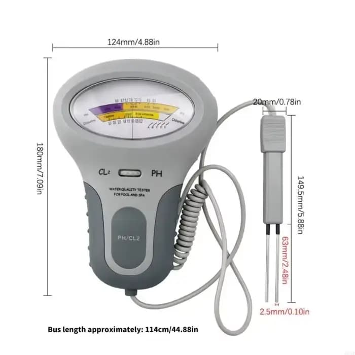 Testeur de chlore pour piscine PC-102 CL2, testeur de chlore et analyseur de qualité de l'eau pour piscine et spa avec sonde