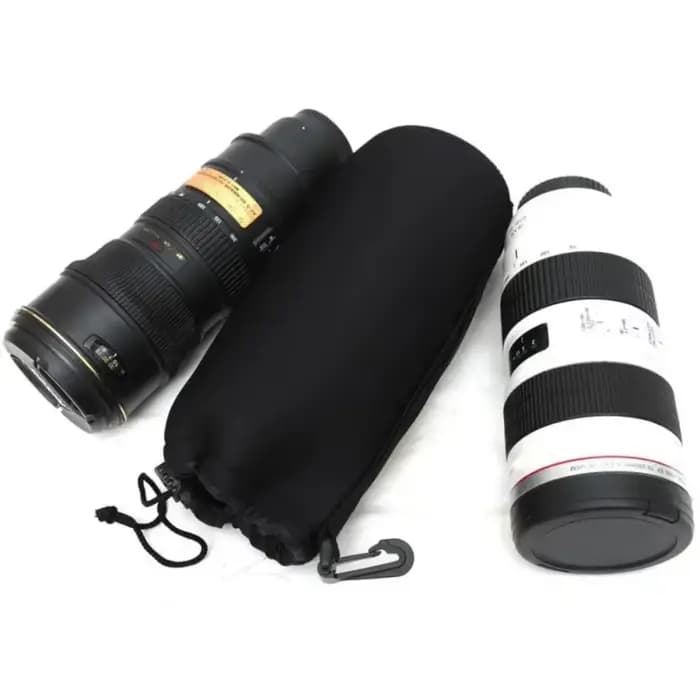 Sac de protection pour objectif d'appareil photo, étanche, souple, avec cordon de serrage, pour Canon, Sony, Nikon, pour la plupart des appareils photo reflex numériques