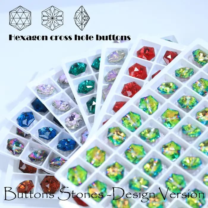 Boutons hexagonaux à trou croisé en alliage métallique pour vêtements, manteaux, vestes, chemises, accessoires de couture DIY
