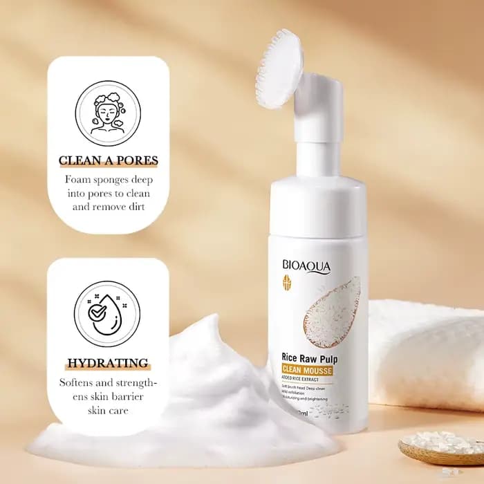 BIOAQUA nettoyant pour le visage au riz blanc blanchissant nettoyage en profondeur Massage du visage hydratant Anti-âge mousse de lavage du visage nettoyant pour le visage