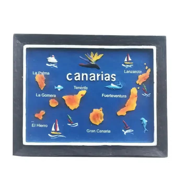 Aimants de réfrigérateur espagnols avec cadre 3D, carte des îles Canaries, grande diffusion, souvenir touristique, artisanat, autocollants magnétiques