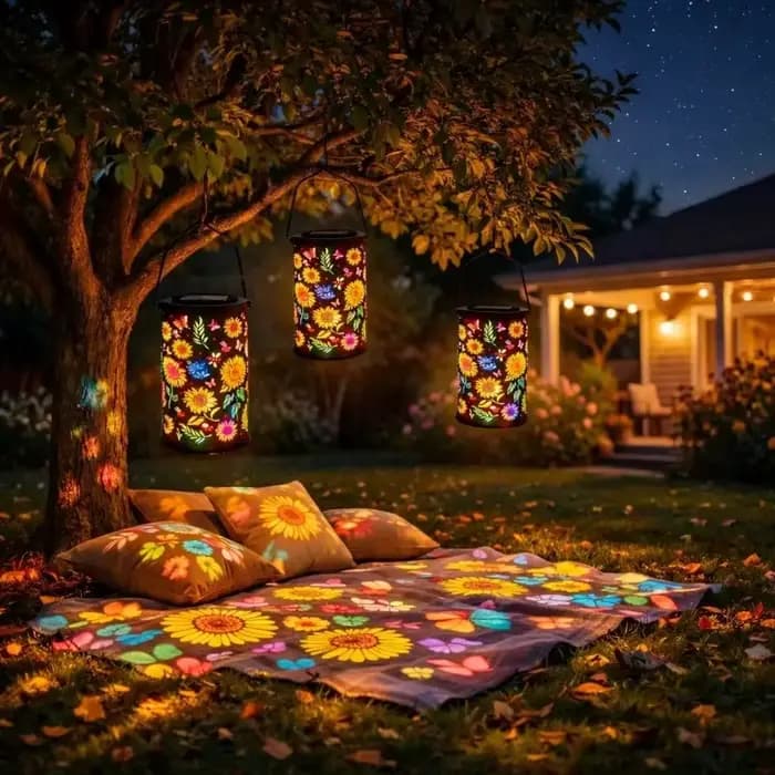 Lanterne solaire de jardin à LED colorée en forme de tournesol, lumière d'ombre, étanche, pour patio, pelouse, jardin, allée