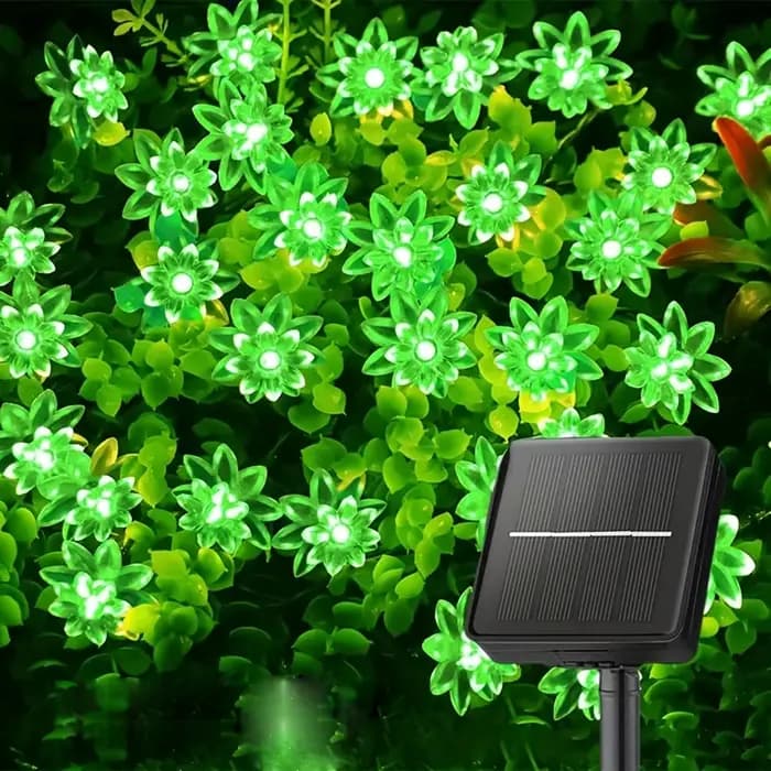 Guirlandes lumineuses solaires en forme de fleur de lotus, 100/50/20 LED, lumières féériques à double couche en forme de fleurs de cerisier pour jardin, clôture, patio, cour, Noël