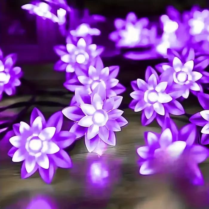 Guirlandes lumineuses solaires en forme de fleur de lotus, 100/50/20 LED, lumières féériques à double couche en forme de fleurs de cerisier pour jardin, clôture, patio, cour, Noël