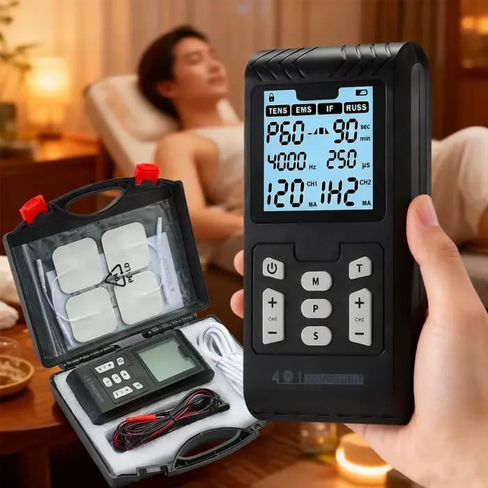 Stimulateur musculaire électrique 4 en 1 EMS Interférentiel Appareil de physiothérapie haute fréquence