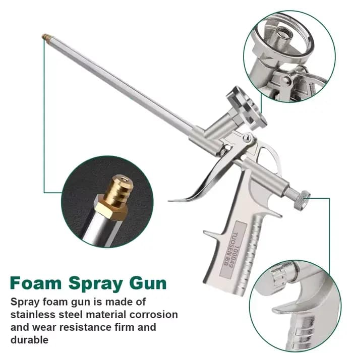 Pistolet professionnel en mousse de polyuréthane – Construction entièrement métallique pour une application précise de scellant et des projets de bricolage