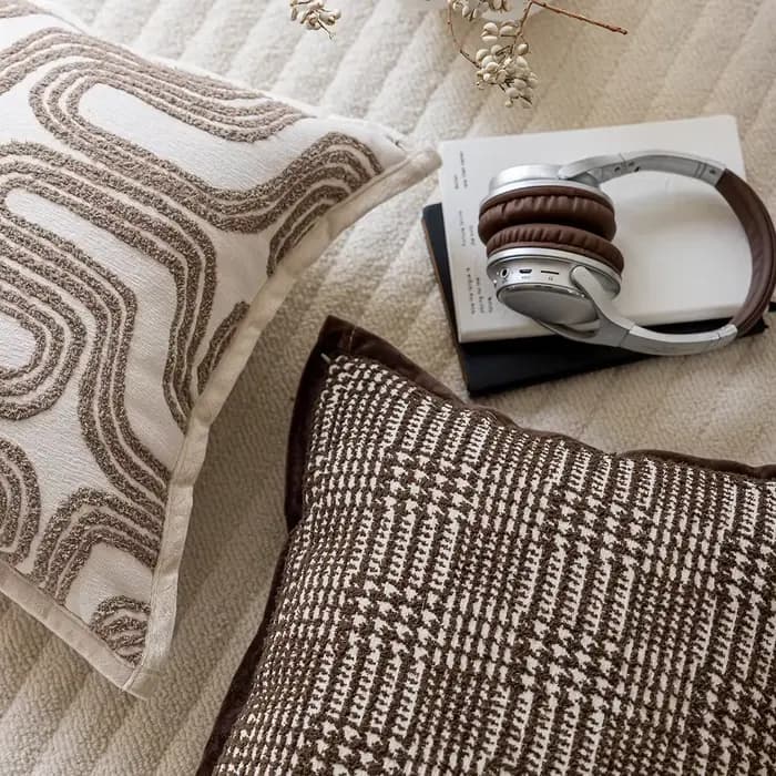 Housse de coussin de luxe légère, crème française, café, Chenille, Jacquard, décorative, nouvelle maison, 2025