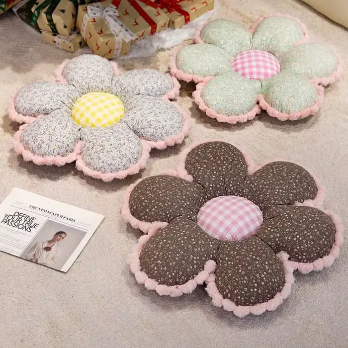 Coussin Floral de 50cm pour filles, princesse, fleurs, peluche douce, tapis de siège de chaise, coussin chaud de voiture, oreiller de canapé pour la décoration de la maison