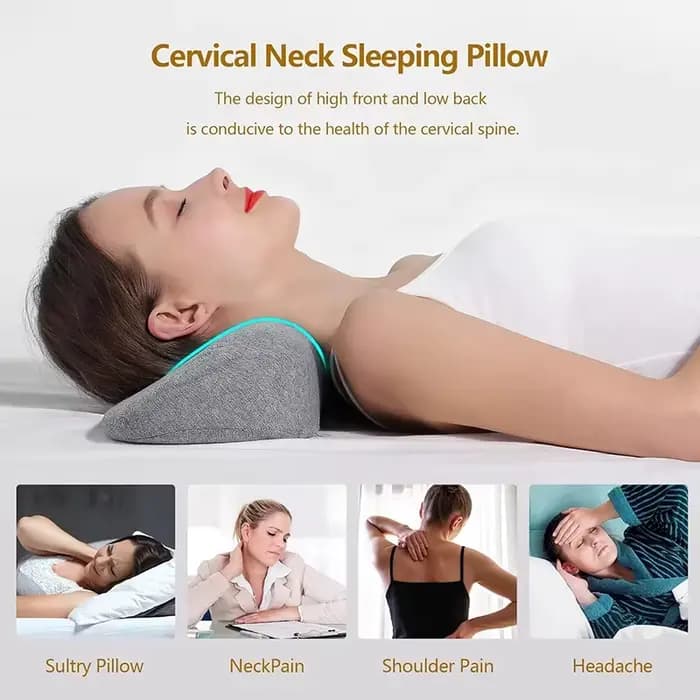 Oreiller cervical en mousse à mémoire de forme à récupération lente, pour la protection du cou et la correction de la colonne vertébrale, favorisant le sommeil et le repose du dos