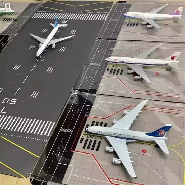 Tapis de piste d'aéroport pour Boeing B777, Airbus A380, avion d'aviation, positions de stationnement d'avion sur le tablier, scène d'aéroport, 1:400