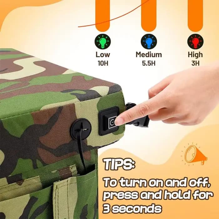 Coussin de siège chauffant camouflage pour champs de sport