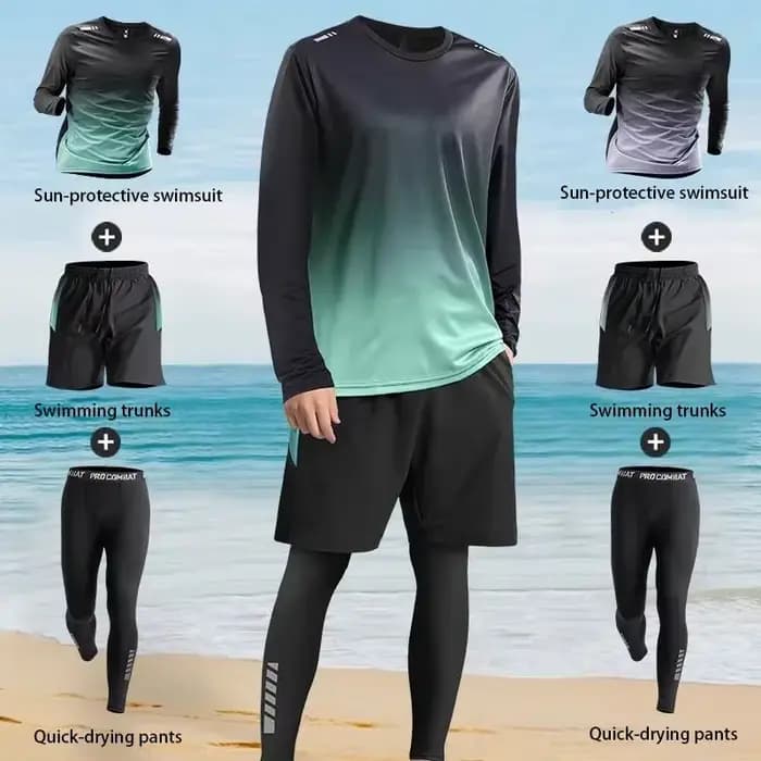 2025 nouveau maillot de bain, maillot de bain pour hommes à manches longues et pantalons longs de protection solaire.