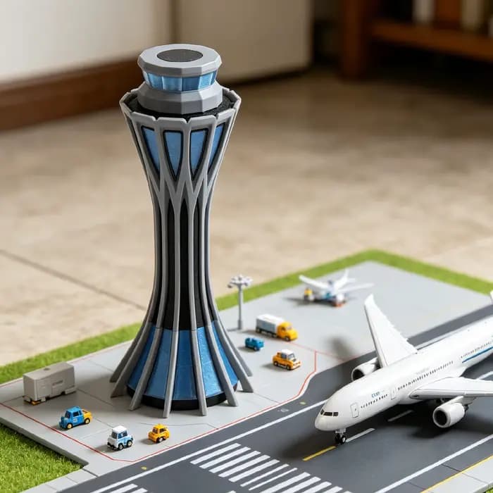 Modèle de tour d'aéroport à l'échelle 1:400, modèle de scène d'aéroport de simulation, modèle de décoration de diorama de loisir de bricolage, modèle de bâtiment d'aéroport