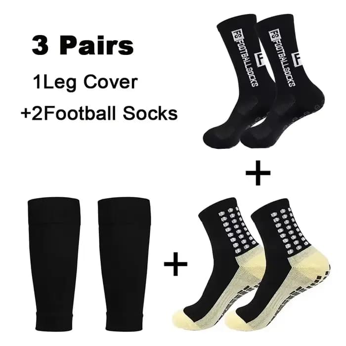 1-3 paires ensemble hommes Grip Football chaussettes genouillères mollet manches adulte jeunesse antidérapant jambe protège-tibia pour basket-ball Football Sports