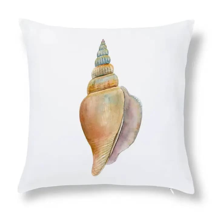 Juste de coussin à motif de conque de style marin