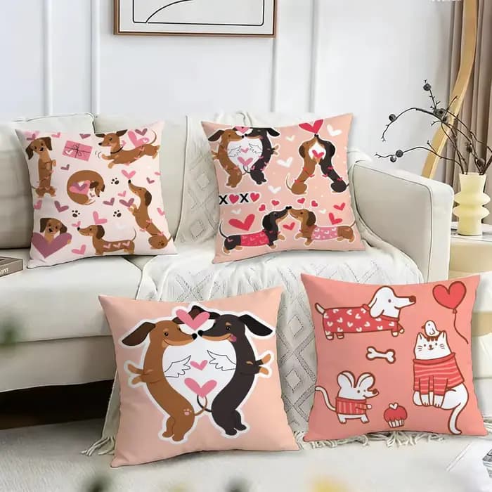 Housse de coussin pour chien Teckel, taie d'oreiller en peluche courte imprimée, housse de coussin carrée, housses de coussin décoratives pour canapé et maison