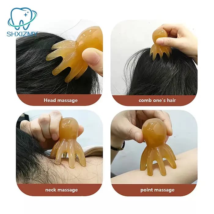 Lot de 2 peignes en résine en forme de pieuvre pour massage de la tête