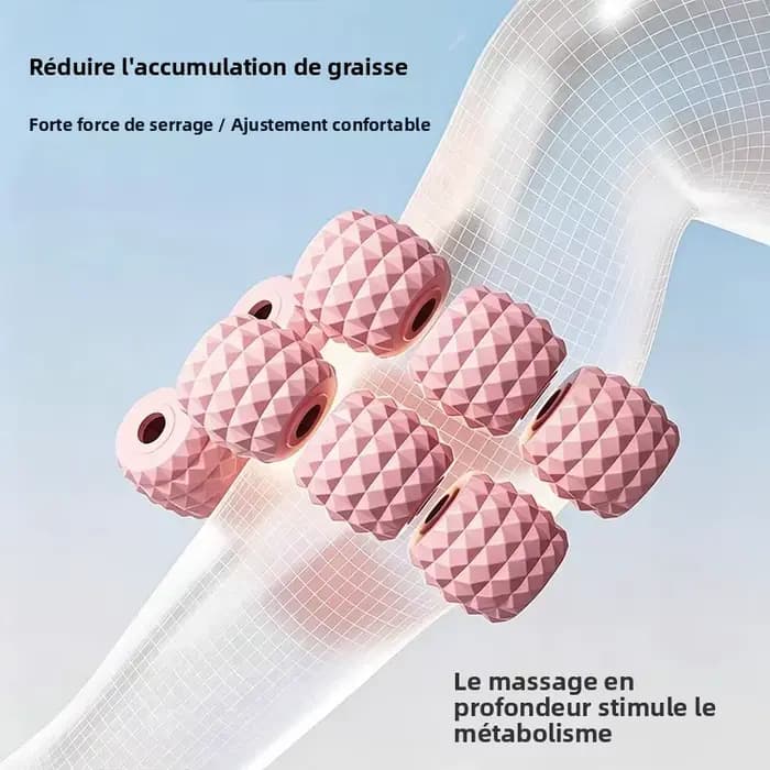 Rouleau de massage ergonomique à 18 roues pour soulagement des tissus profonds