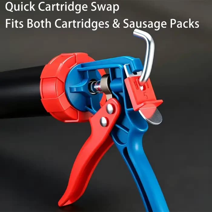 Pistolet à mastic de 15 pouces, outil manuel robuste, cadre rotatif à 360°, sans goutte, tige de poussée, pour cartouches de feuille, fenêtres, portes, toitures