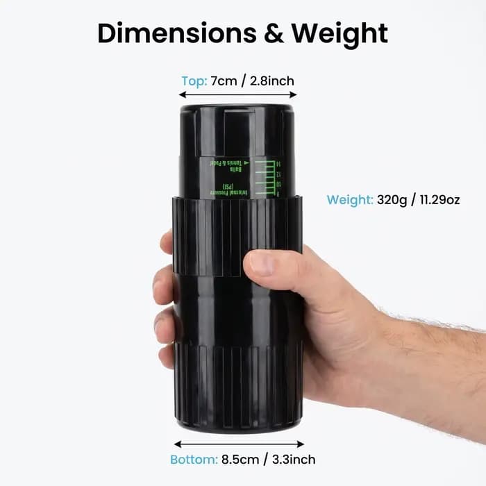 Boîte de rangement pressurisée réglable pour 3 balles de tennis noires, avec manomètre, en plastique rigide, pour le maintien des balles de tennis