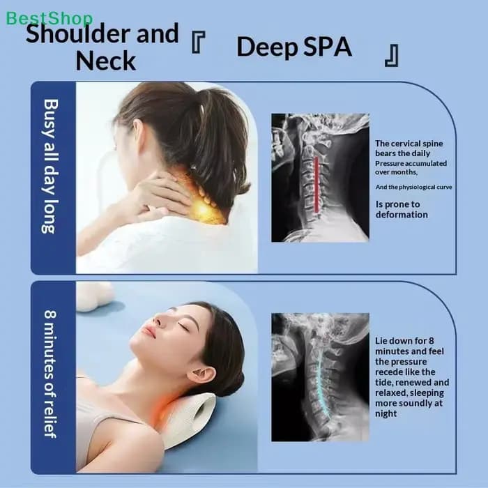 ☽ Oreiller de massage cervical en forme de C