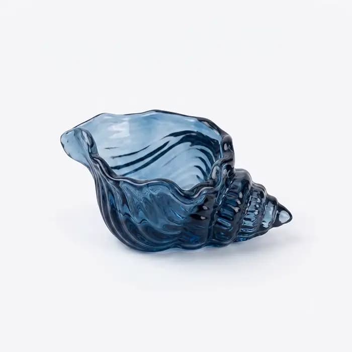 Porte-bougie en verre coquillage océanique, verre marin bleu, coupelle à bougie chauffe-plat, thème plage, décoration d'intérieur, centre de table, support de bougie coquillage