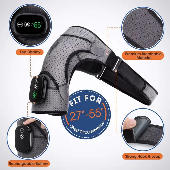 Appareil de Massage chauffant, thérapie infrarouge, Vibration, masseur électrique d'épaule, ceinture enveloppante pour le cou, le dos, le corps, soulagement de la douleur de l'arthrite