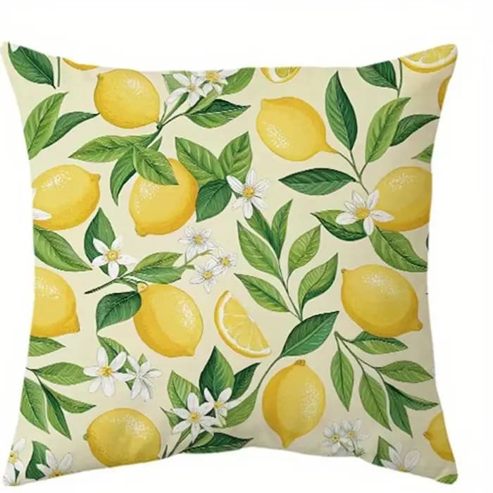 Housse de coussin rafraîchissante citron-délice florale, housse de coussin pour canapé de salon, douce et confortable, décoration de chambre à coucher