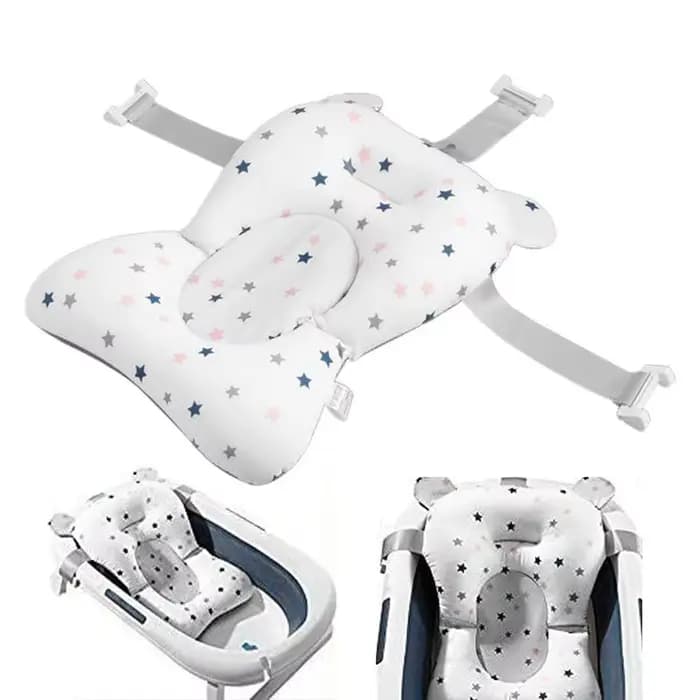 Coussin de bain pour nouveau-né, tapis de baignoire pliable et réglable, accessoires de bain pour bébé, essentiel de baignoire avec boucles et 3 sécurité