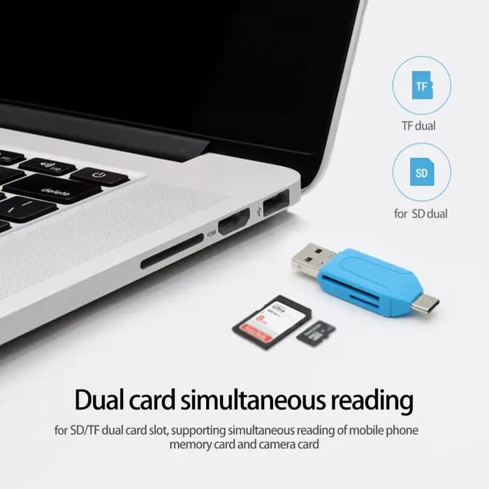 Lecteur de carte mémoire compact et léger pour téléphone, stockage Flash TF USB, lecteur de carte mémoire Plug Play, multi-systèmes pour ordinateur portable