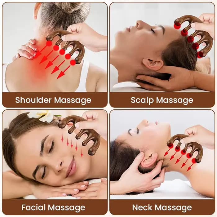 Peigne de massage en bois pour le visage