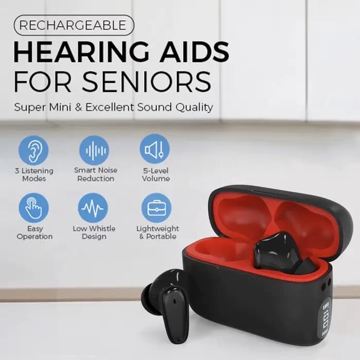 Aides auditives rechargeables, 12 canaux, réduction numérique du bruit, casque pour seniors, son clair, avec étui de charge, batterie 80H, intra-auriculaires