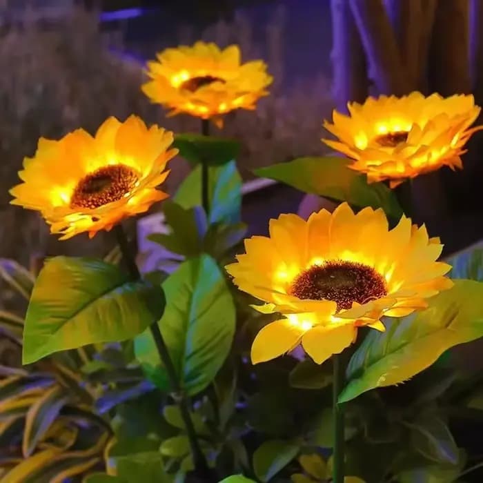 Lampe LED solaire en forme de tournesol, imperméable conforme à la norme IP65, luminaire décoratif d'intérieur, idéal pour un jardin, une cour, une pelouse, un paysage ou un sentier, décoration de noë